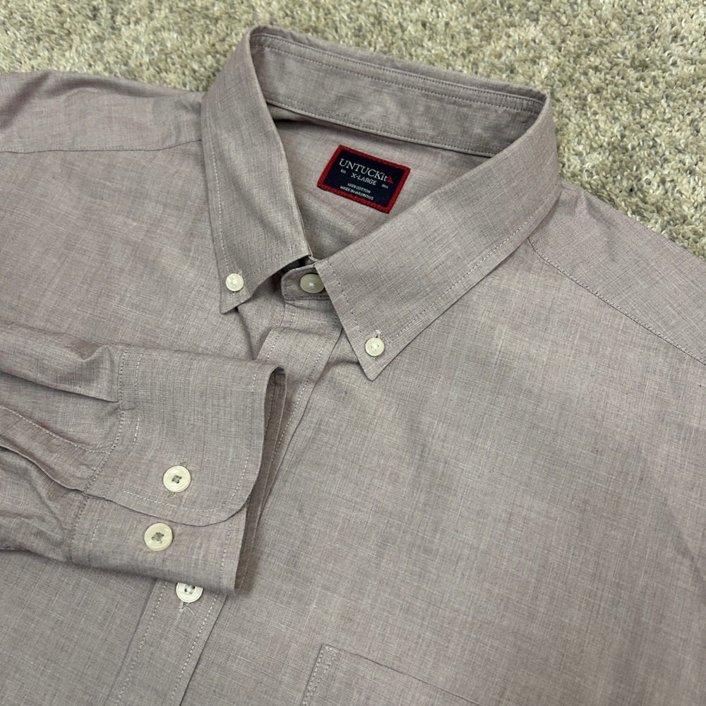 UNTUCKit Button Down Shirt Alvaro XL Mauve Long Sleeve Cotton Regular Fit